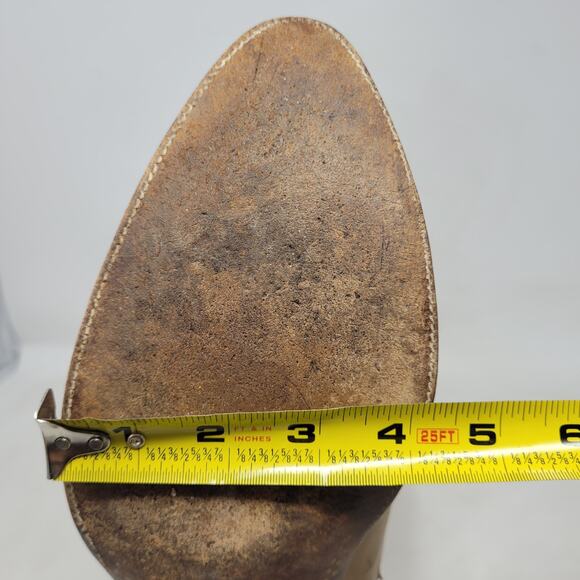 VTG Lucchese Boots 11.5 Tan Royal Calf Leather Ranch Military 70s 80s Stovepipe - Picture 16 of 16